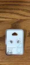 Icing 925 Sterling Silver Pink Stud Earrings Butterfly Closure