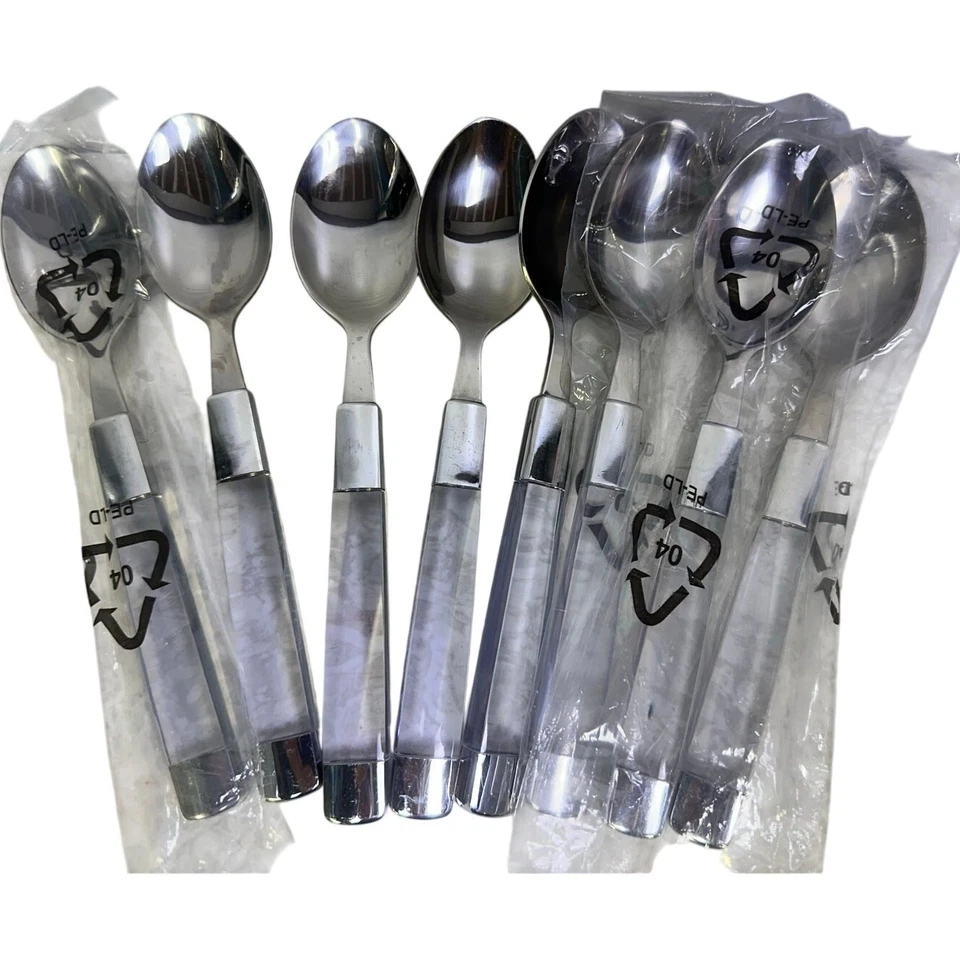 Столовые приборы из нержавеющей стали с прозрачной ручкой Lucite 5 шт установка - 40 шт обслуживание для 8 - Изображение 4 из 4