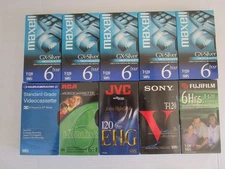 Lot 10 VHS T-120 Blank New Sealed Maxell Sony Fuji JVC RCA Durabrand