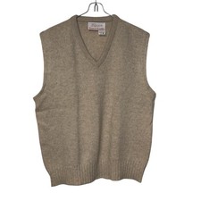 Jantzen Men Vest Vintage 60's Scotch Tumbler Sleeveless Preppy Knit Khaki Medium