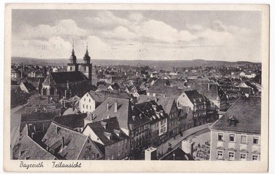 AK Bayreuth Teilansicht 1938 Die Stadt Richard Wagners Häuser Dächer Kirche