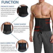US Waist Trimmer Belt - Neoprene Waste Trainer Hot Sweat Band for Workout Belt