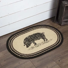 Accent Rug Sawyer Mill Charcoal Jute Farmhouse 20x30 Oval Pig No Slip VHC Brands