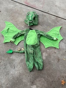 Pottery Barn Kids Green Dragon Costume 3T Vibrant dragon costume