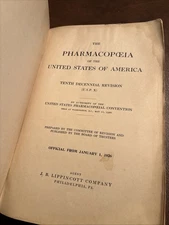 Pharmacopoeia of the United States of America USP X (1926) Official Copy-HC