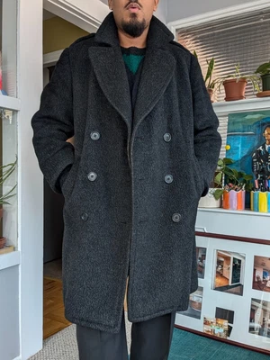 Vintage 1930s USA mens double breasted wool trench coat gray good condition  - Picture 12 of 13