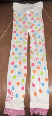 Hello Kitty Girls Leggings Size 4-6 Pink Polka Dot Ruffle Hem $9.99 OBO 