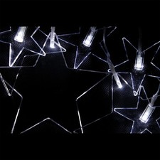8 LED Sternen Lichterkette Lichtervorhang Beleuchtung Batterie kaltweiß Timer