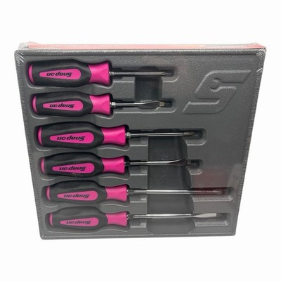 Snap on Tools Pink Soft Grip Screwdriver Set SGDX60BEP 6 Piece New