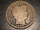 1897-P 90% Silver Barber Dime Good