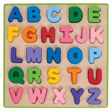Bigjigs Toys Chunky Wooden Alphabet Puzzle Educational Letters Jigsaw Learn