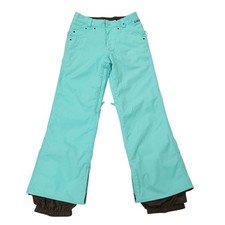 Burton Ski Snow Pants Womens XS Green Insulated Nylon Ankle Zip Snowboarding