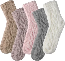 Fuzzy Socks for Women - Winter Fluffy Cozy Socks with Coral Fleece,Warm Soft Sli