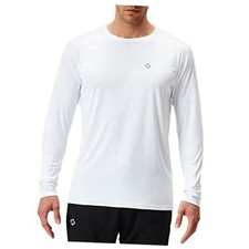 Men's Rash Guard Shirts UPF 50 Sun Protection Long Sleeve Shirts Medium White