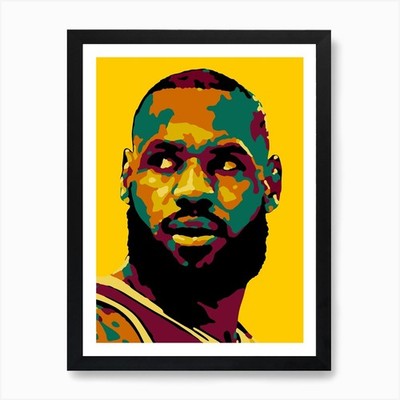 Lebron James in Pop Art Illustratio gerahmtes Wandbild Poster Leinwanddruck Bild