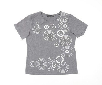 Just Elegance Damen T-Shirt Grau Geometrisch Kurzarm Baumwolle Gr. S