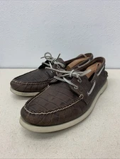 Sperry Top Sider Brown Leather Crocodile 2-EYES Boat Shoe Men's US size 13M