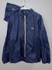 Vintage Lacoste Izod Jacket Men M Navy Packable Lightweight Full Zip Windbreaker