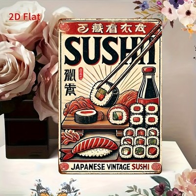 Vintage Japanese sushi restaurant Tin Metal Signs Home Décor 8x12 