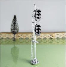 2 x HO scale model railroad dual heads 3/3 aspects block signal LED made #K33Sg