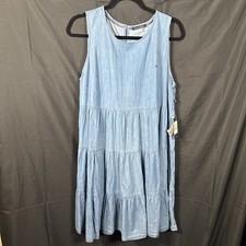 Tommy Hilfiger Women’s Chambray Tiered Dress NWT – Sleeveless Denim Size 14
