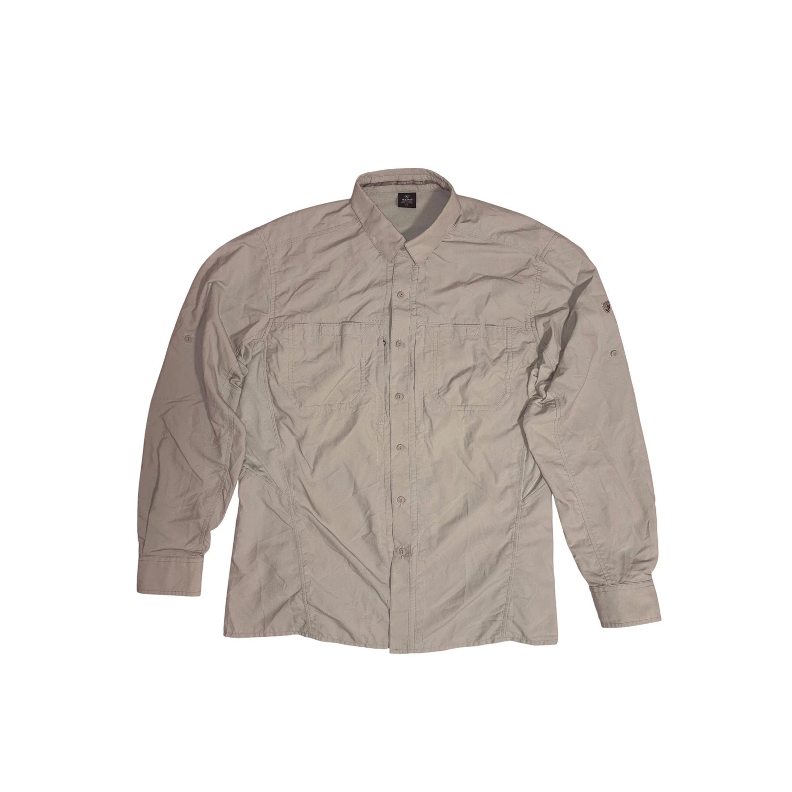 KUHL Invoke Shirt Mens XL Gray Hiking Fishing Roll Tab Long Sleeve Vented 7291
