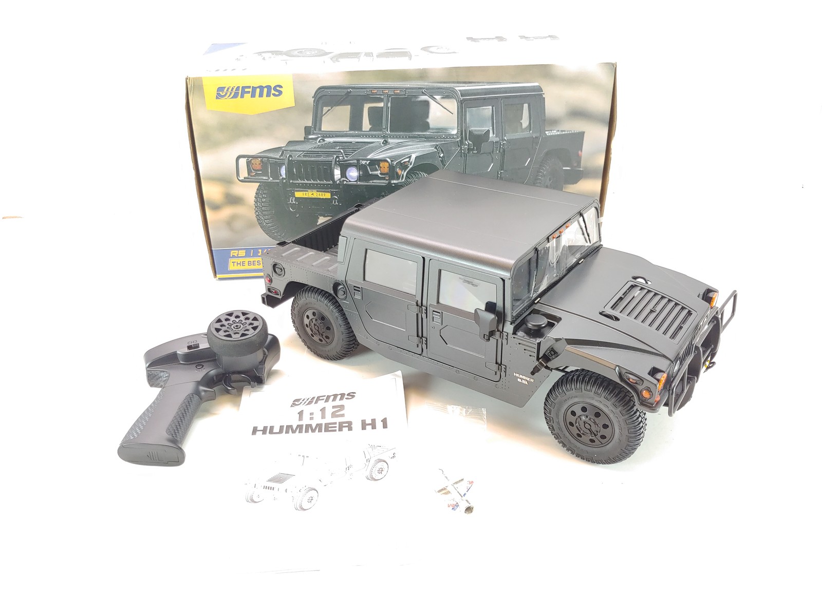 FMS 1:12 2006 Hummer H1 Alpha RTR FMS11261RTRBK Black RC Tru