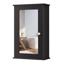 Medicine Cabinets, Wall Mount Mirrored Storage Cabinet w/Single Mirrored Door