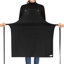Big And Tall Striped Stretch Chef Apron For Men Women Waterproof With Pockets
