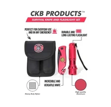 Firefighter Survival Knife & Flashlight Set with Nylon Case - BarTech Closeout