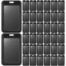 40 Pcs Vertical ID Badge Holder, Hard Plastic Slide Open Card Case, Clear Displa