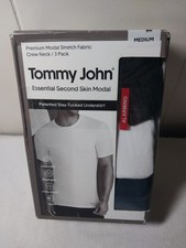 Tommy John Mens M Essential Second Skin Modal Crew Neck 3 Pack Black White Blue