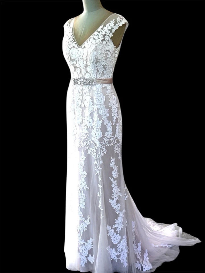 New Maggie Sottero Wedding Dress Lucinda Sz 10 Ivory Cream Mocha $1,680 Retail - Image 4 of 4