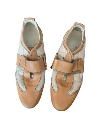 Tod s Women s Gommino Driving Loafers EU 39 US 8.5-9 Tan Leather Canvas Italy