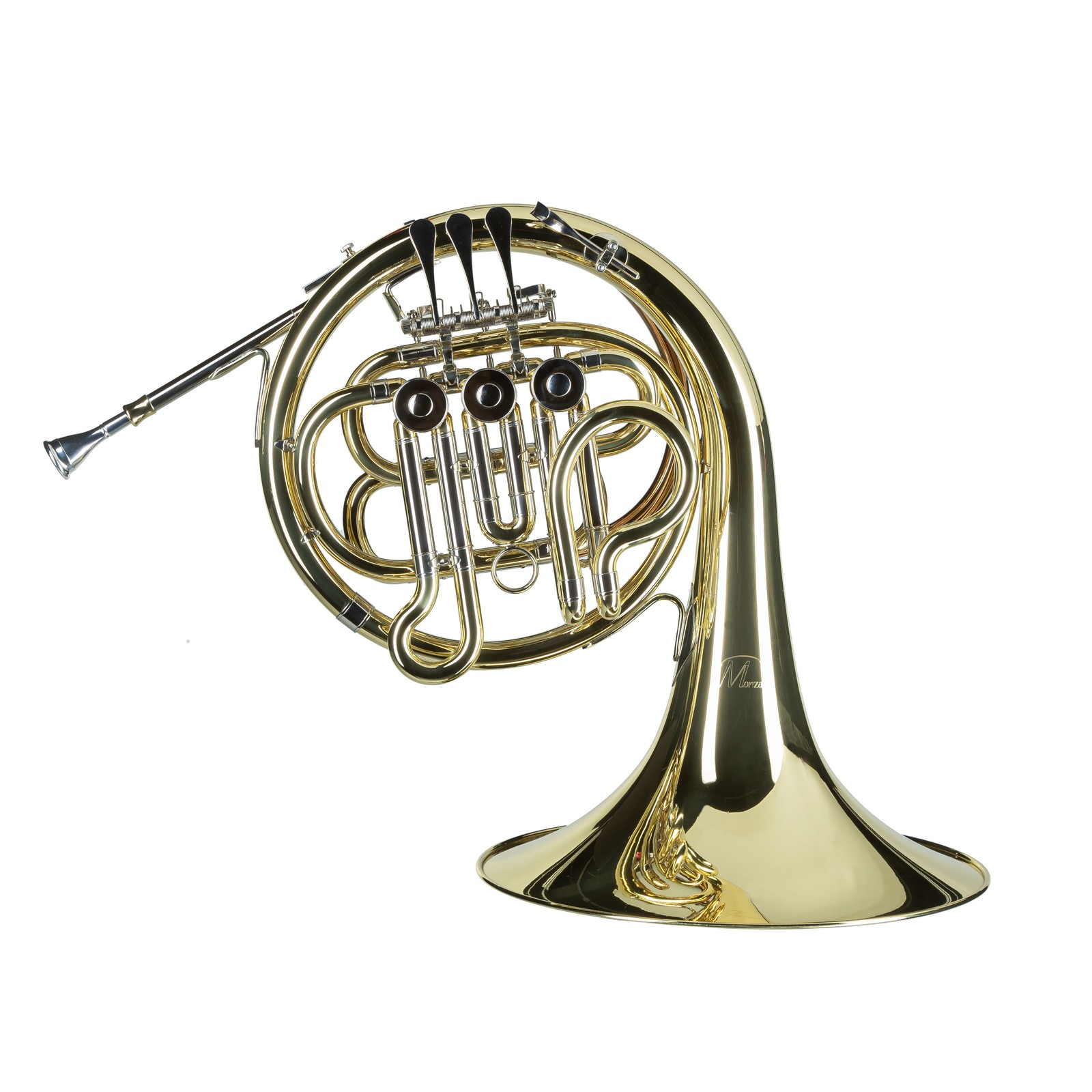 Bb-Waldhorn, 3-Ventilig, Goldlack, verstellbarer Fingerhaken, 12 mm Bohrung, 290