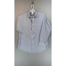 Brooks Brothers Dress Shirt Mens 17-34 Blue Milano Non-Iron Supima Striped