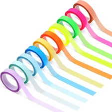 10 Rolls Colorful Highlighter Tape, 0.31" x 1 Count (Pack of 10), Multicolor