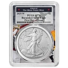 2025-W $1 1-oz Burnished American Silver Eagle PCGS SP70 FDOI West Point Frame