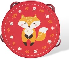 Tambourines Musical Instrument for Kids and Adults, 6 inch Wooden Hand Red