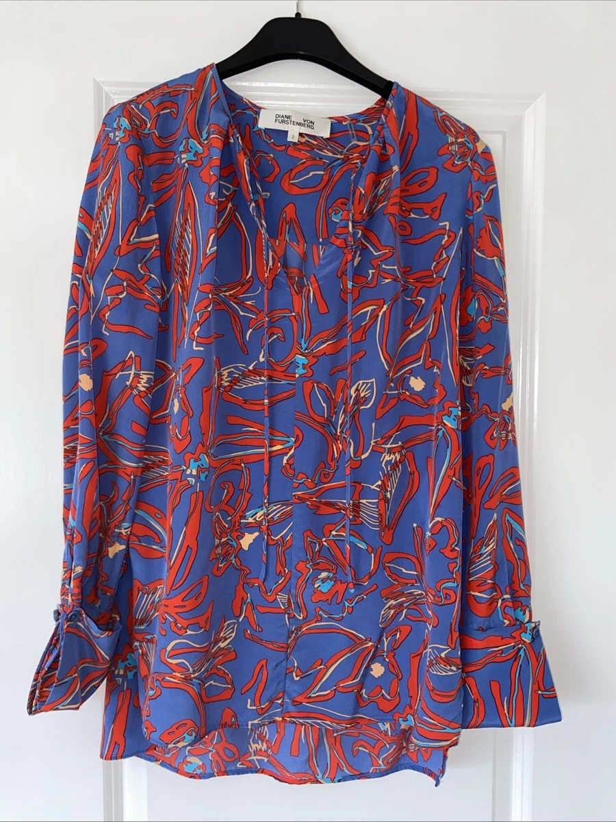 Top Diane Von Furstenberg 'Ainslee' En Soie Et Dentelle - Taille 4 - Multicolore - Neuf Sans étiquette