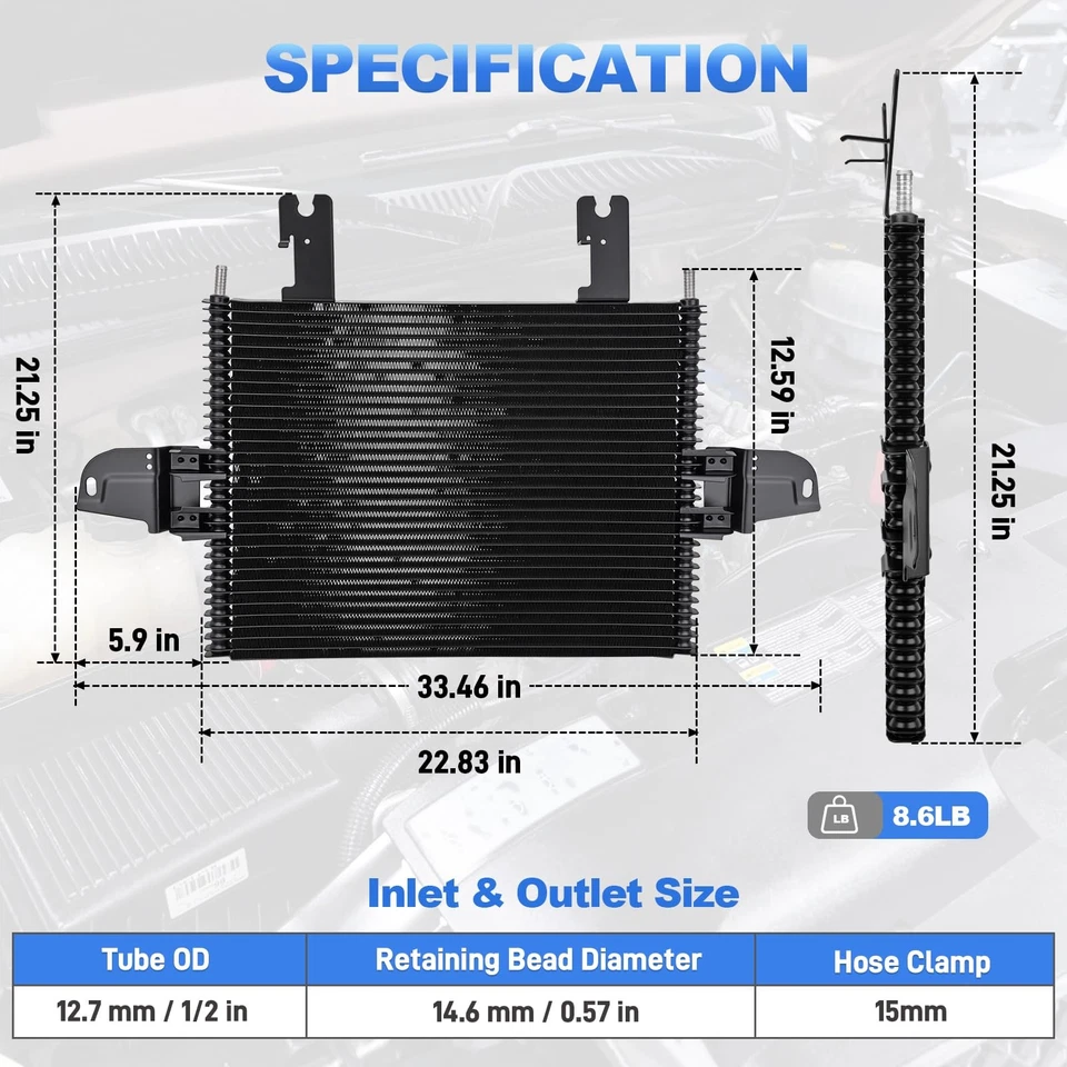 Automatic Transmission Oil Cooler For Ford F250 Super Duty Truck V8 6.0L 2003-07 - Image 2 of 4