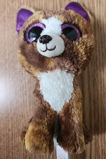 Ty Beanie Boos Dexter Chihuahua Plush 6" Brown White Dog Purple Glitter Eyes Ear