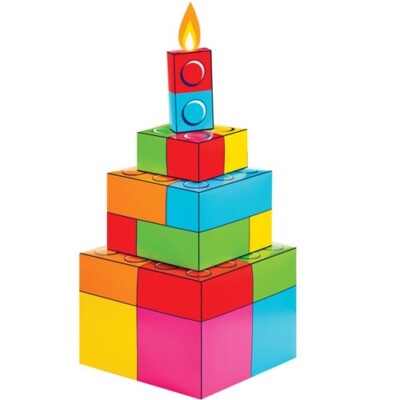 Block Bash 3D Centerpiece 18.25'' x 8'' x 8'' Paper Block Bash Party Supplies