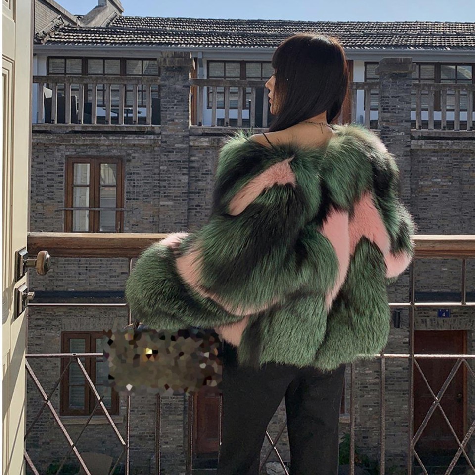 Winter Fashion Woman Real Silver Fox Fur Short Jacket Luxury Coat Warm