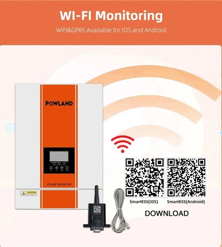 POWLAND 6.2KW e 4KW Inverter Solare Ibrido WIFI 48V / 24V COMODO - Imagen 19 de 20