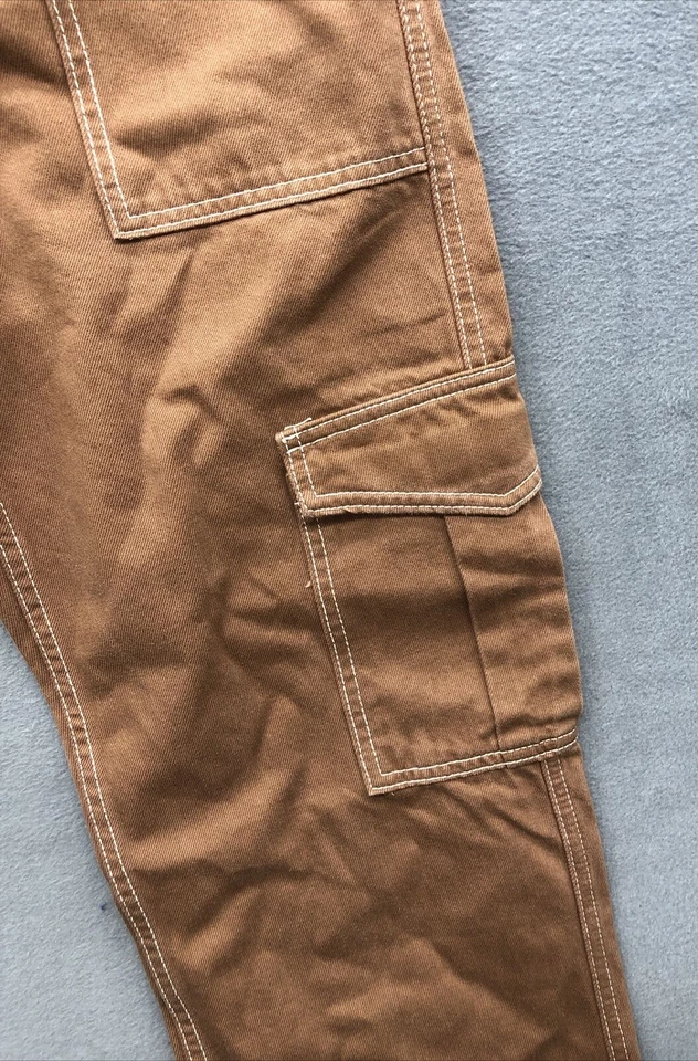 Fashion Nova Womens Cargo Jean Pants Size 3 Brown Straight Leg Utility - Image 2 of 4