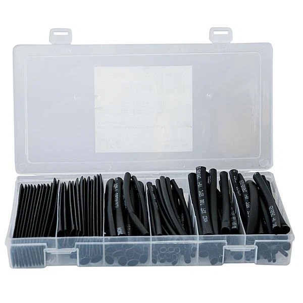 VEDI DESCRIZIONE E TITOLO Kit GUAINA TERMORESTRINGENTE NERA DIAMETRI 2-3-5-6-8-10mm (100pz da 10cm)