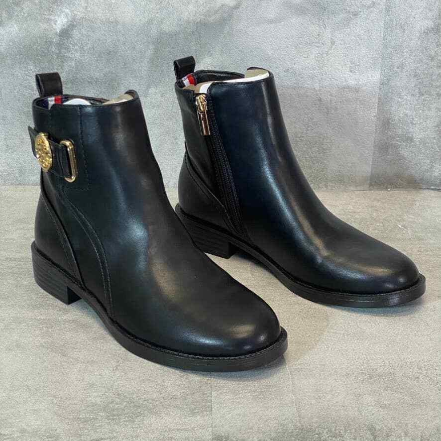 tommy hilfiger logo buckle ankle boot