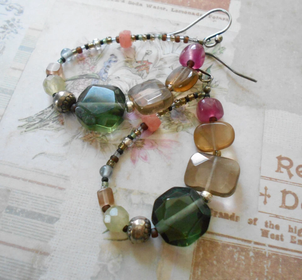 Pendientes Silpada Esterlina Calcedonia Cuarzo Vidrio Semilla Cuentas W2158 31BB3 Foto 3 de 4