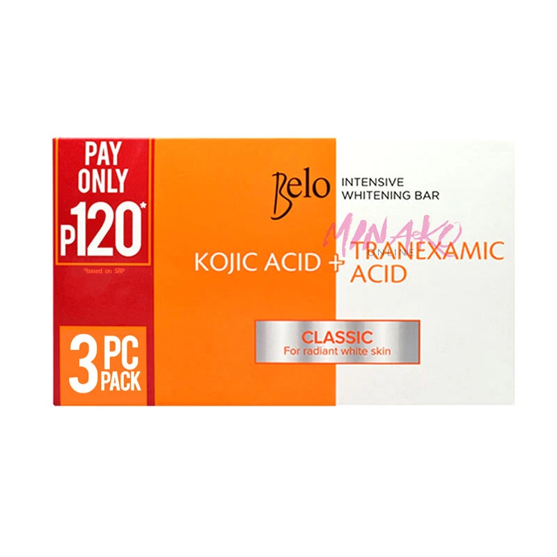 Belo Intensive Whitening Bars Kojic & Tranexamic Acid Soaps 3 x 65g Lightening